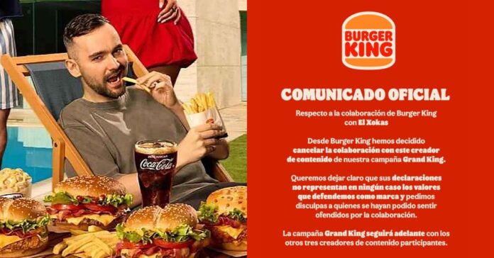 Burger King cancela su campaña con ElXokas y retira su menú tras sus últimas polémicas en redes sociales