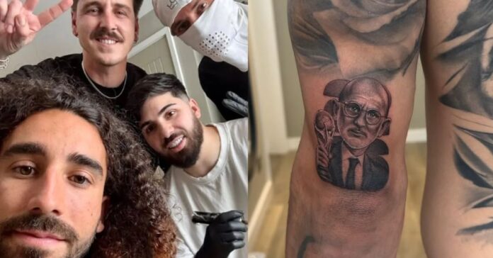 Marc Cucurella cumple su promesa y se tatúa a Luis de la Fuente tras ganar el Mundial