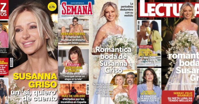 Portadas de las revistas del corazón de hoy: la boda de Susanna Griso conquista el quiosco